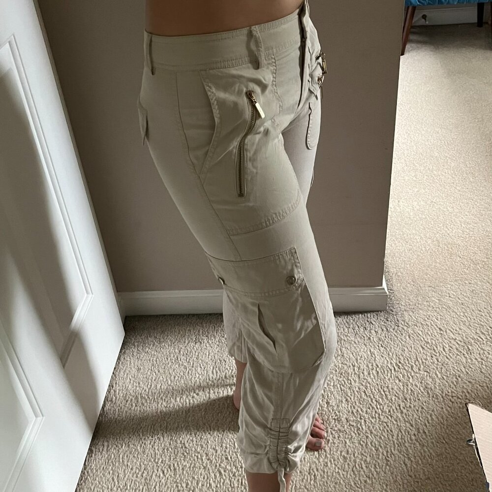 Cache Capri Cropped Cargo Pants Size 0 Light Crea… - image 2